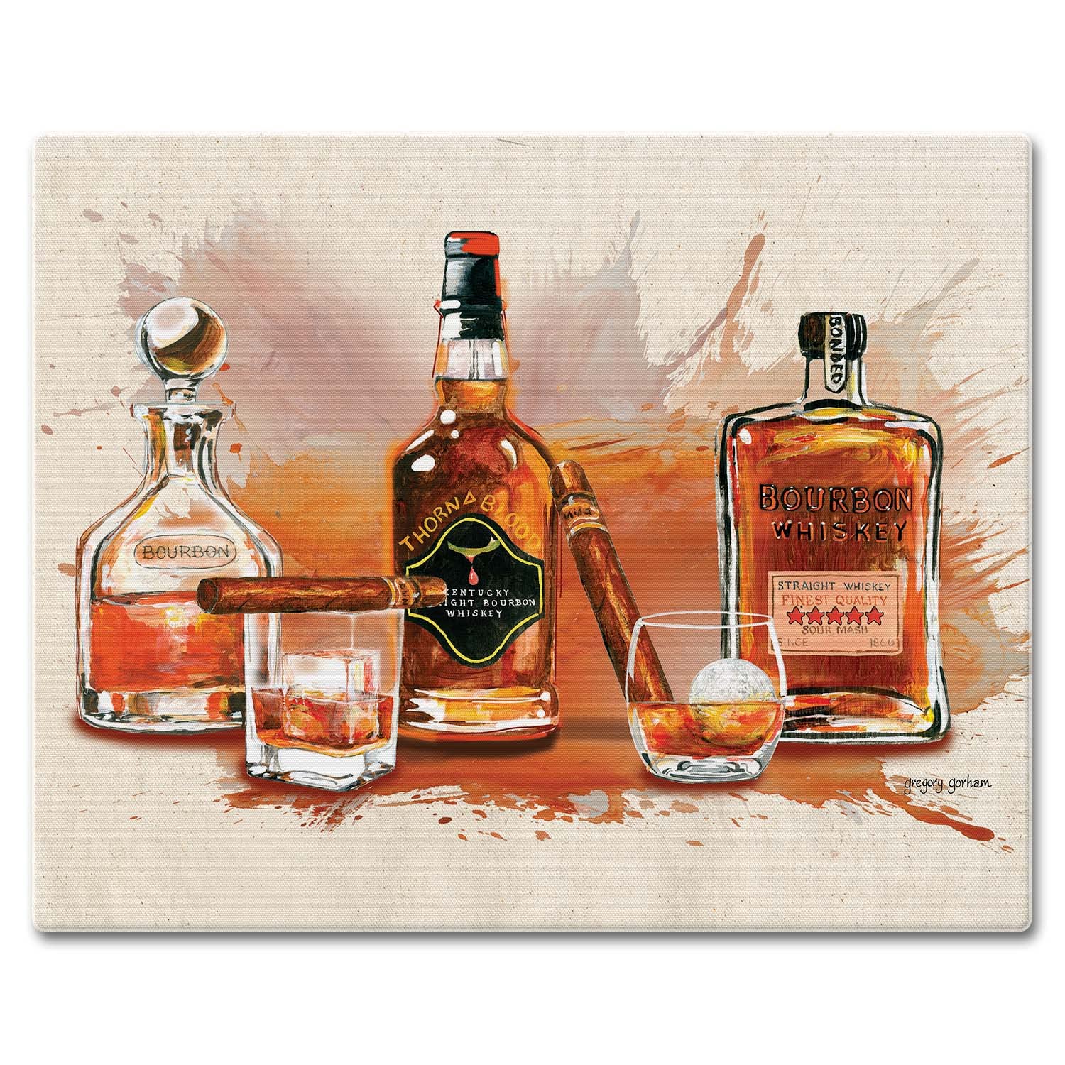 CounterArt Bourbon Splash 3mm Heat Tolerant Tempered Glass Cutting Board 15” x 12” Manufactured in the USA Dishwasher Safe