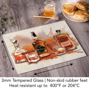 CounterArt Bourbon Splash 3mm Heat Tolerant Tempered Glass Cutting Board 15” x 12” Manufactured in the USA Dishwasher Safe