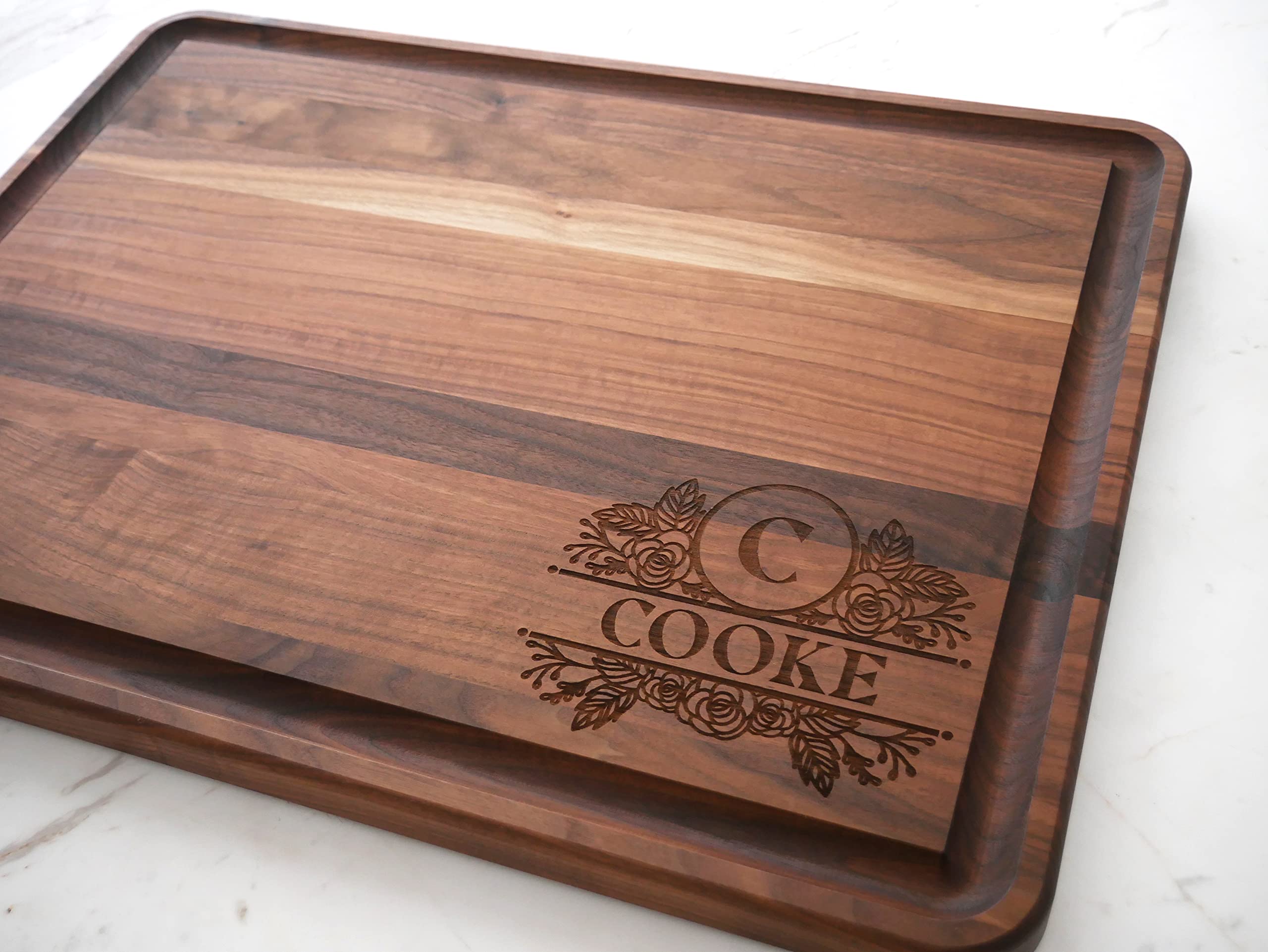 Extra Large Personalized Butcher Block Cutting Board - Extra Large Wooden Personalized Cutting Board Custom Engraved - Personalized Wedding Gift for the Couple - Walnut Meat Carving Chopping Board