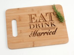 eat drink and be married engraved wood cutting board 8.5 x 11 for wedding bride groom engagement gift