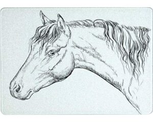 tempered glass cutting board horse portrait 11 stock illustration tableware kitchen decorative cutting board with non-slip legs, serving board, large size, 15" x 11"