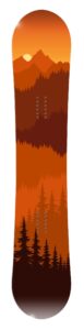 snowboard wrap 169 - orange mountains, sunset, trees snowboard graphic decal - includes application squeegee - 14 inch x 65 inch fits most snowboards