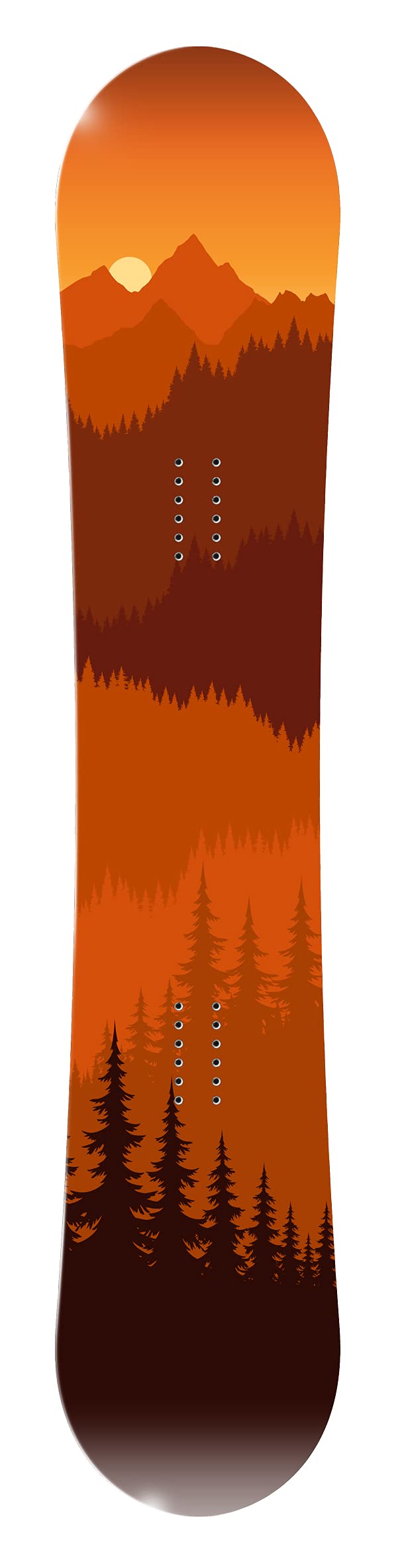 Snowboard Wrap 169 - Orange Mountains, Sunset, Trees Snowboard Graphic Decal - Includes Application Squeegee - 14 inch x 65 inch fits most snowboards
