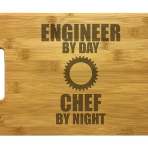 Engineer Gift Engraved Cutting Board - Engineer By Day Chef By Night - Bamboo - Chef Gift, Cooking Gift