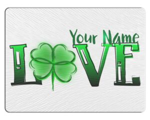 bleu reign cutting board personalized custom name st. patrick's day love shamrock 11x15 inches textured glass