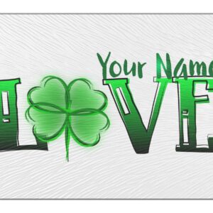 Bleu Reign Cutting Board Personalized Custom Name St. Patrick's Day Love Shamrock 11x15 inches Textured Glass