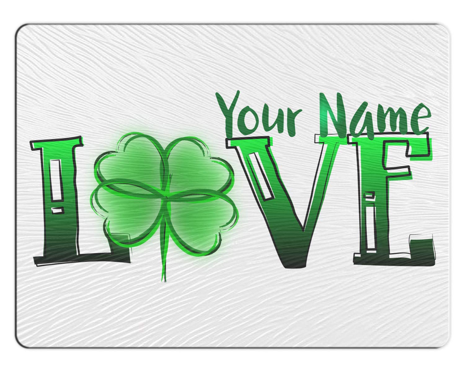 Bleu Reign Cutting Board Personalized Custom Name St. Patrick's Day Love Shamrock 11x15 inches Textured Glass