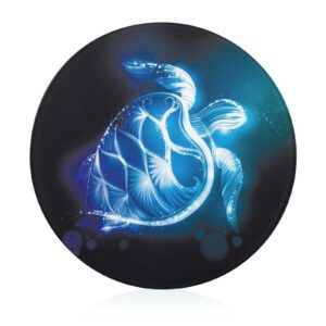 bagea-ka watercolor blue sea turtle pattern tempered glass cutting board 8" round kitchen decorative chopping board small