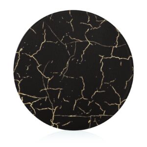 bagea-ka black marble pattern tempered glass cutting board 8" round kitchen decorative chopping board small