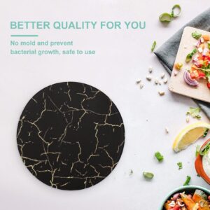 Bagea-Ka Black Marble Pattern Tempered Glass Cutting Board 8" Round Kitchen Decorative Chopping Board Small