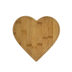 (set of 12) 8" heart shaped bulk plain bamboo cutting boards with juice groove | for customized engraving | wholesale premium blank board