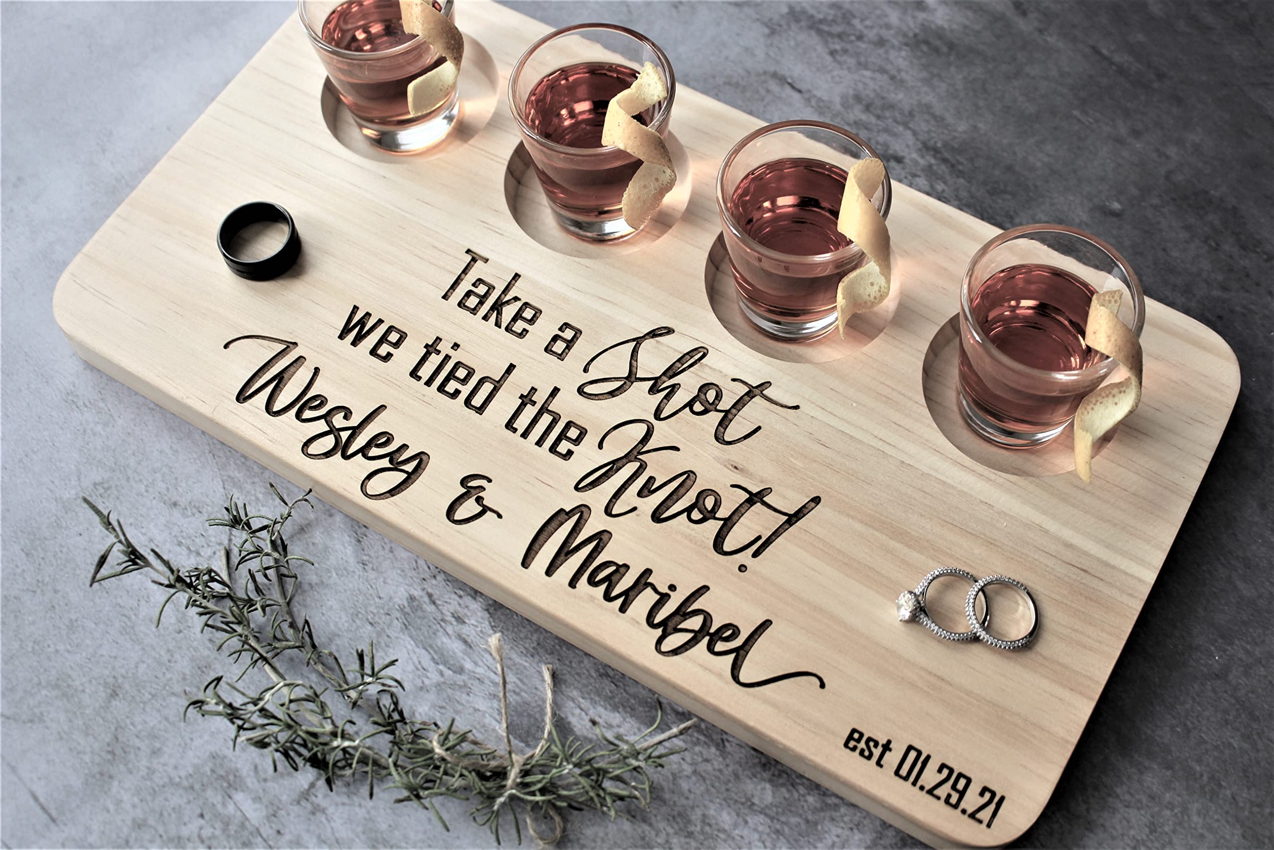 Personalized Wood Flight Board Cutting Charcuterie Engagement Wedding Bridal Shower Birthday Housewarming Fathers Mothers Day Gifts