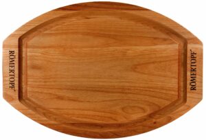 romertopf with juice grooves, made in usa wooden cutting board, 16 inch, brown