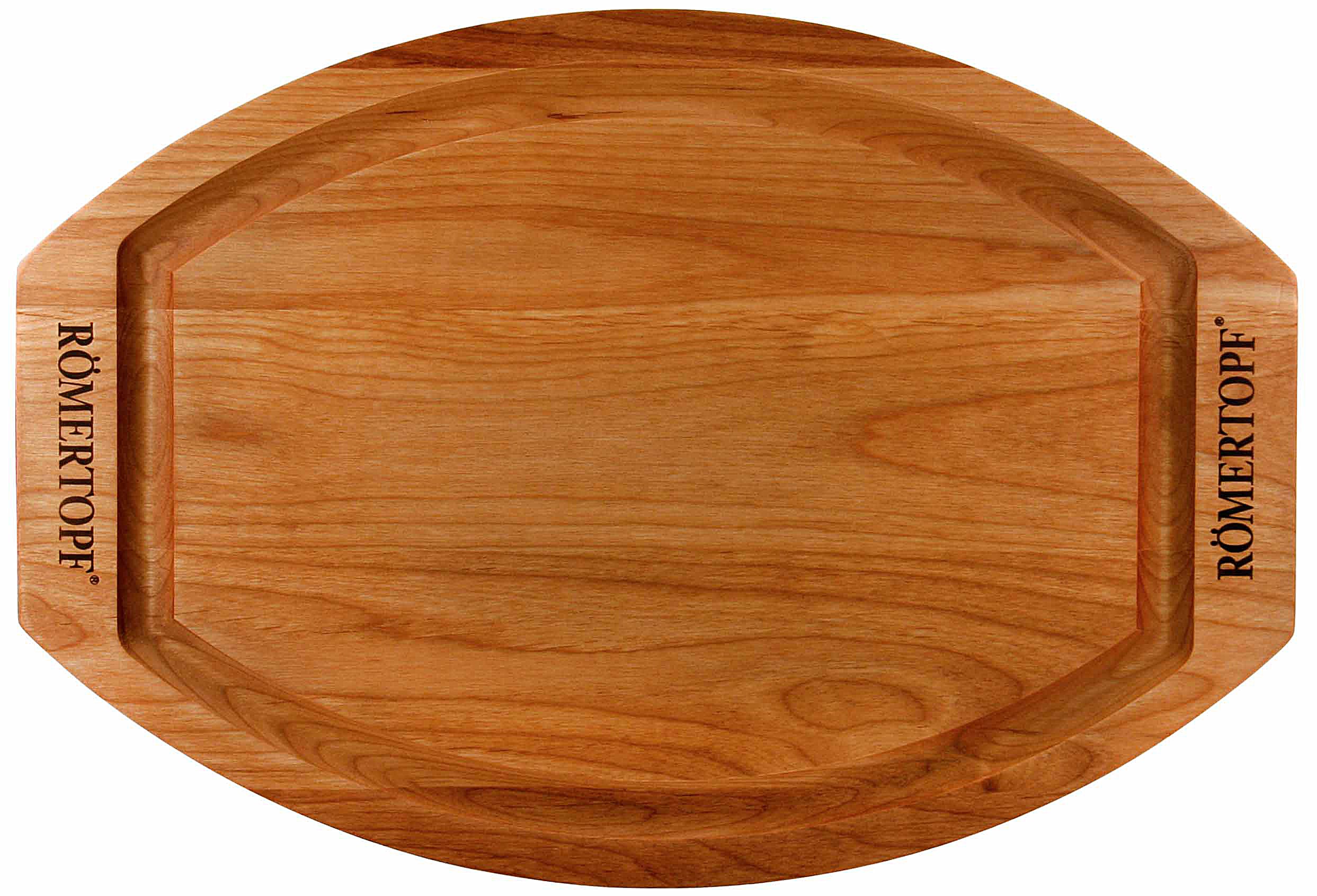 Romertopf With Juice Grooves, Made in USA Wooden Cutting Board, 16 Inch, Brown