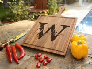 custom cutting board | wedding cutting board | custom wedding gift | wedding gift | personalized cutting board | engraved cutting board | anniversary gift | wedding gifts for couples (with handle)