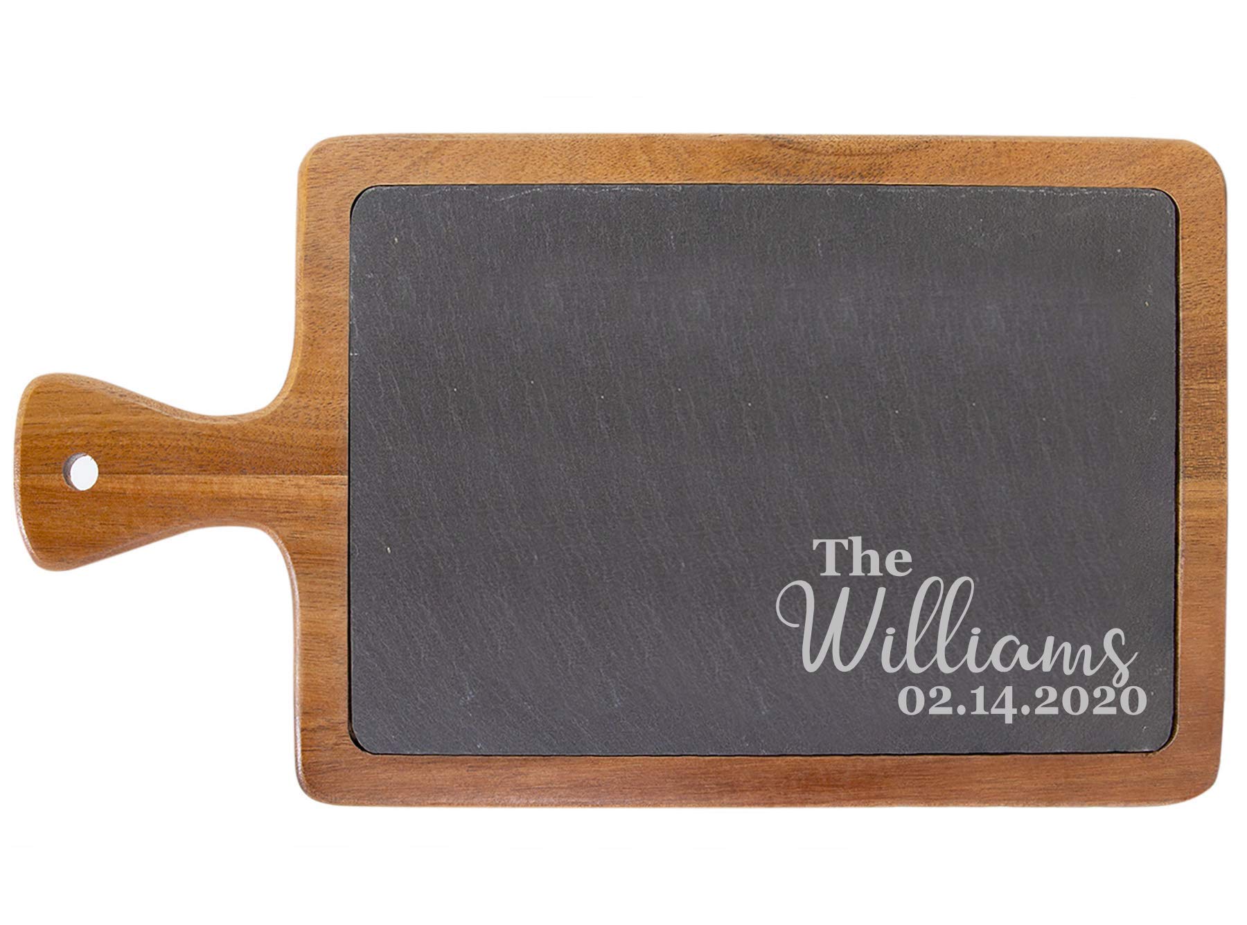 Personalized Acacia and Slate Cutting Board. 9 Engraving Options. 2 Sizes. Custom Wedding Gift For Couple, Newlyweds, Anniversary. Closing Gift. Realtor Gift. Engraved Slate/Acacia Cutting Board