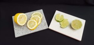 citrus reclaimed solid surface (i.e. corian) cutting board and serving board