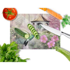 Caroline's Treasures PTW2052LCB Garden Gazebo Hummingbird Glass Cutting Board Large Decorative Tempered Glass Kitchen Cutting and Serving Board Large Size Chopping Board