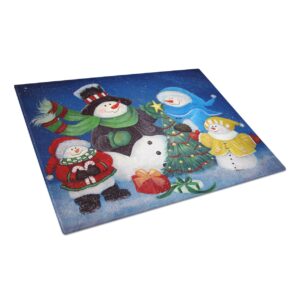 caroline's treasures pjc1086lcb the family gathering snowman glass cutting board large decorative tempered glass kitchen cutting and serving board large size chopping board