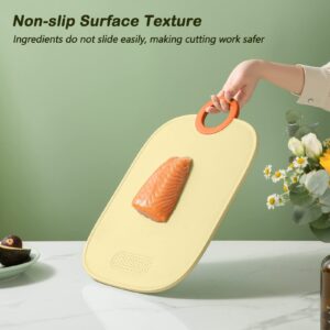 Holymood Cutting Board for Kitchen, Chopping Board with Juice Grooves, Dishwasher Safe, Cute Wheat Straw Non-Porous Cutting Boards , Easy-Grip Handle, Non-slip, Grinding Area