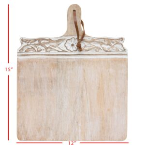 Foreside Home & Garden Square White Wood Cutting Board