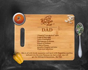 dad's recipe cutting board, gift for dad, dad's kitchen, dad's cutting board, personalized cutting board, christmas gift for dad
