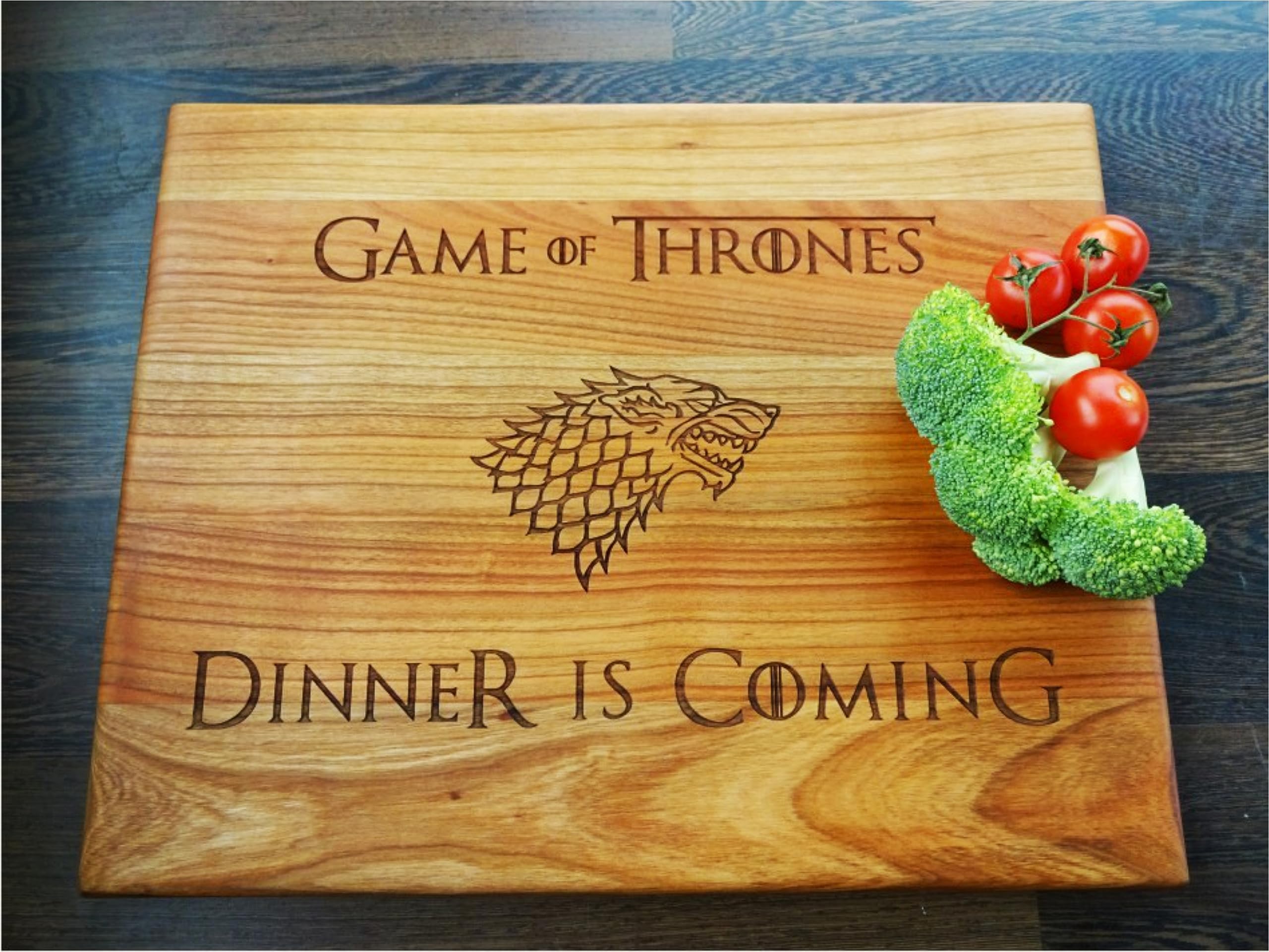 Algis Crafts | Chopping Board - DINNER IS COMING | Wedding Gifts for Couples, Anniversary Gift, First Home Gift | Handmade Birthday Gift | Laser Engraved Cutting Board