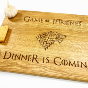 Algis Crafts | Chopping Board - DINNER IS COMING | Wedding Gifts for Couples, Anniversary Gift, First Home Gift | Handmade Birthday Gift | Laser Engraved Cutting Board