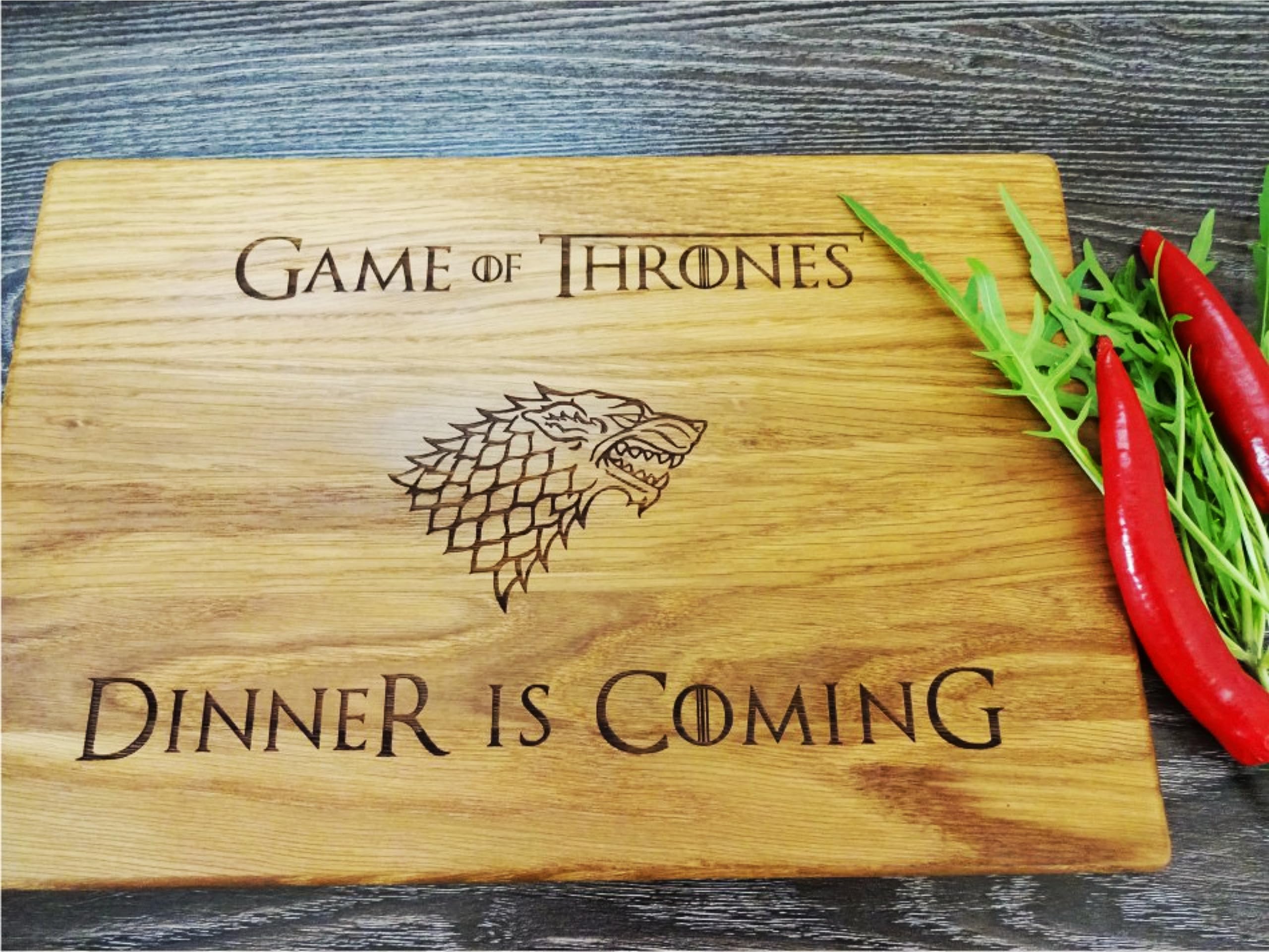 Algis Crafts | Chopping Board - DINNER IS COMING | Wedding Gifts for Couples, Anniversary Gift, First Home Gift | Handmade Birthday Gift | Laser Engraved Cutting Board
