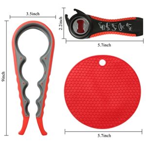 YAOGNAHS Jar Opener Multi Function Bottle Opener Kit Can Opener with Non Slip Gripper Pad