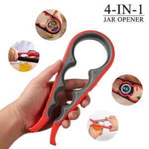 YAOGNAHS Jar Opener Multi Function Bottle Opener Kit Can Opener with Non Slip Gripper Pad