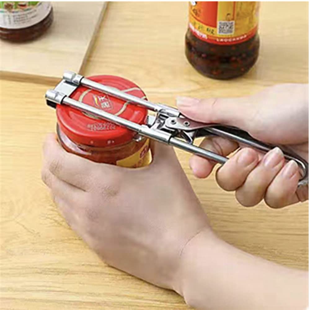 Jar Opener for Weak Hands, Adjustable Stainless Steel Can Opener, Jar Gripper Tight Lid Opener, Kitchen Gadgets, Easy Jar Opener for the Elderly and Children (A)