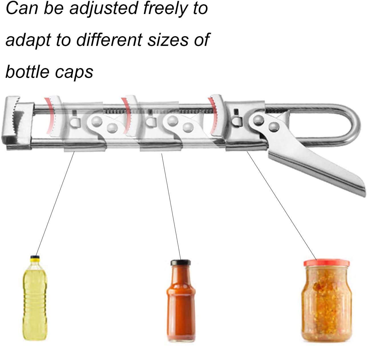 Adjustable Jar opener & Bottle Opener | Stainless Steel Manual Jar Bottle Opener Professional Can Opener | Lid Seal Remover | Kitchen Cooking Lids Remover