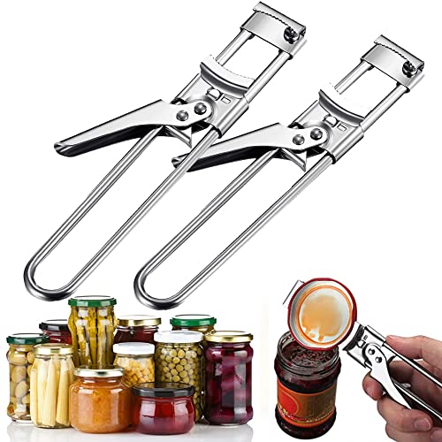 2 PCS Adjustable Multifunctional Stainless Steel Can Opener, Jar Opener for Weak Hands, Jar Gripper Tight Lid Opener, Adjustable Jar & Bottle Opener, Manual Jar Bottle Opener Kitchen Accessories