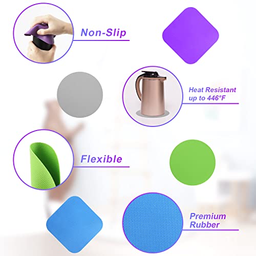 4pcs Jar Gripper Pads, Multifunctional Rubber Jar Gripper Pad Jar Opener Grippers Kitchen Coaster for Elderly Suffering from Arthritis Children Women Weak Hands (4 Colors)