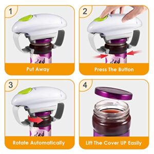 Powerful Torque Electric Jar Opener Automatic Opens Almost Size Lid, Automatic Jar Opener Tool with A Simple Button, Kitchen Gadget for Arthritic Weak Hands, Seniors