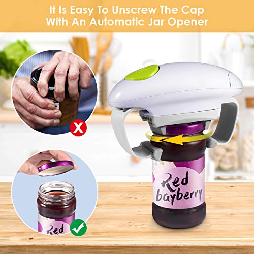 Powerful Torque Electric Jar Opener Automatic Opens Almost Size Lid, Automatic Jar Opener Tool with A Simple Button, Kitchen Gadget for Arthritic Weak Hands, Seniors