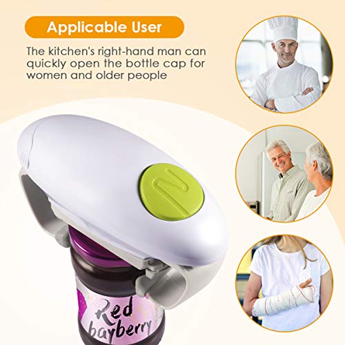 Powerful Torque Electric Jar Opener Automatic Opens Almost Size Lid, Automatic Jar Opener Tool with A Simple Button, Kitchen Gadget for Arthritic Weak Hands, Seniors