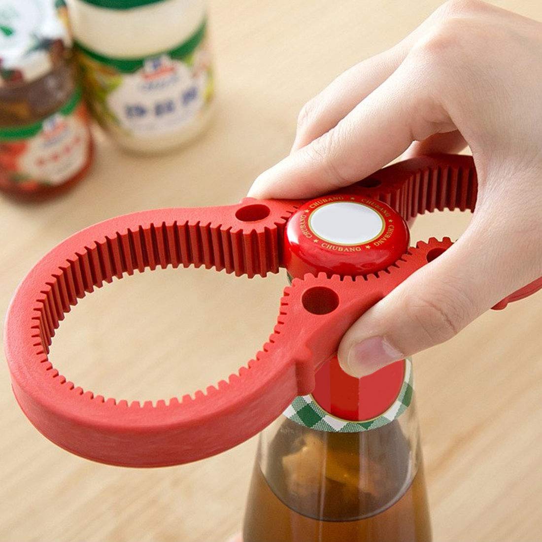 Parts Express 3in1 Container Bottle Jar Lid Can Opener Hand Easy Twist Kitchen Tool Silicon Jar Opener Screw Cap Jar Bottle Wrench Red, Green, Blue Random color (Multicolored)