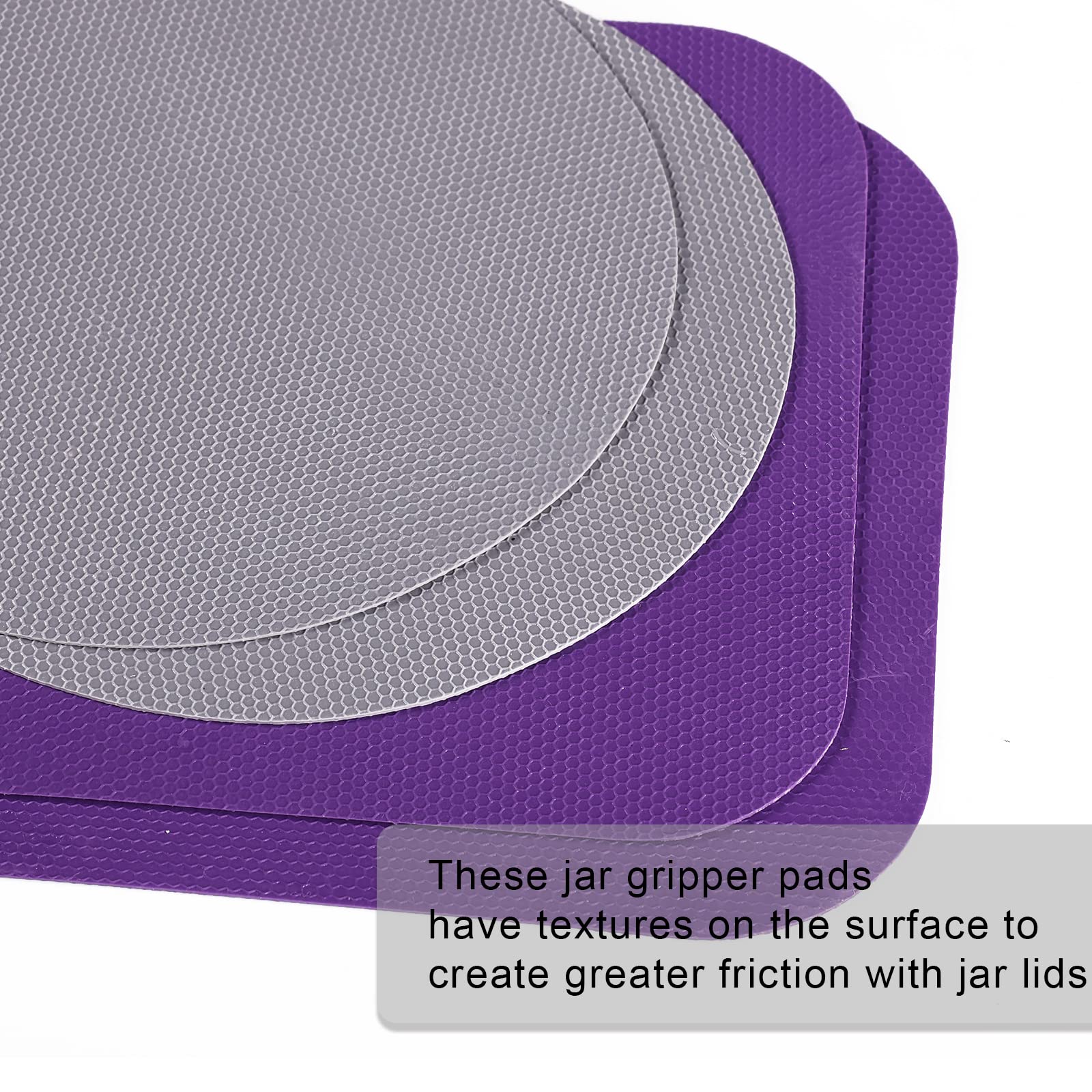 4pcs Jar Opener Gripper Pads, Rubber Jar Grippers Multi-function Jar Opener for Seniors with Weak Hands Kitchen Coasters (Grey, Purple)