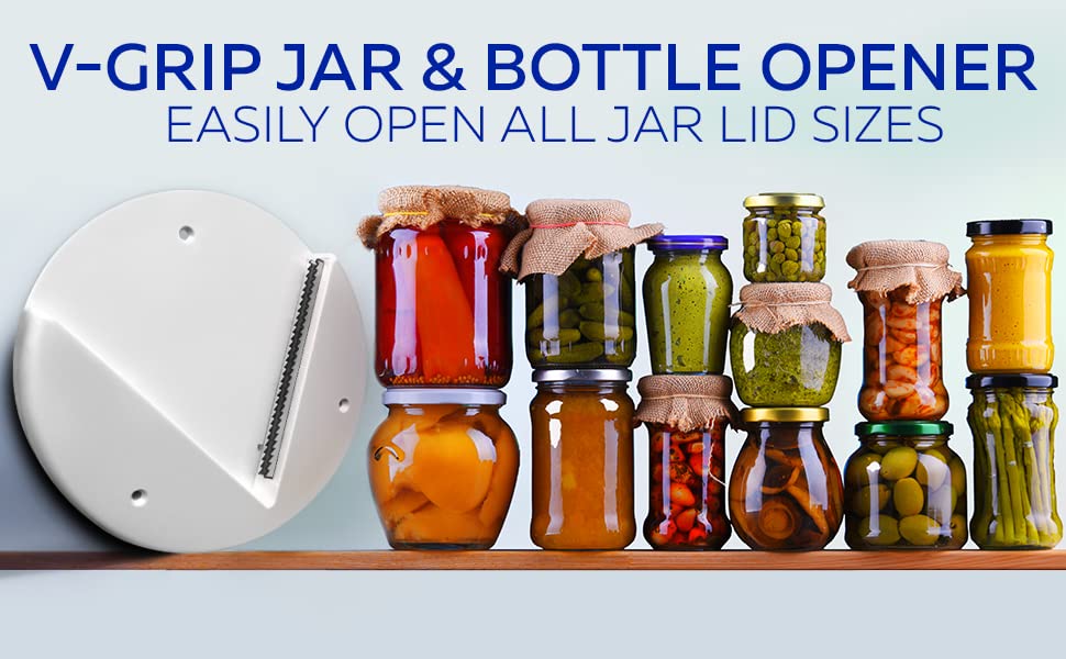 Under Cabinet Jar Lid & Bottle Opener, Made In USA - Opens Any Size Jar - Great for Arthritis - Perfect for Seniors & Weak Hands - Great Kitchen Tool for Weak Hands and Seniors with Arthritis, White