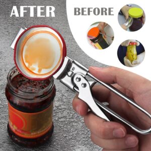 Adjustable Stainless Steel Can Opener, Master Opener Jar Opener, Water Bottle Opener, Lid off Jar Grip Opener, Cap Opener for Weak Hands Seniors (A)