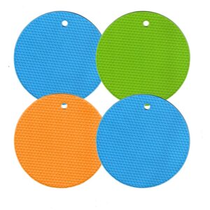 MMQ Silicone Trivet Mats 4 Pcs, Jar Opener Gripper Pads Multifunction Reusable Jar Opener Bottle Lid Openers Kitchen Coasters Heat Insulation Pads Fit Most Jars for Weak Hands (silicone)