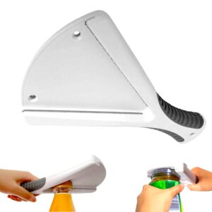 jar opener kitchen gadget, ideal for weak hands or seniors with arthritis, easy to use, handheld or mountable, opens lids and bottle caps, includes under cabinet mounting screws (white)