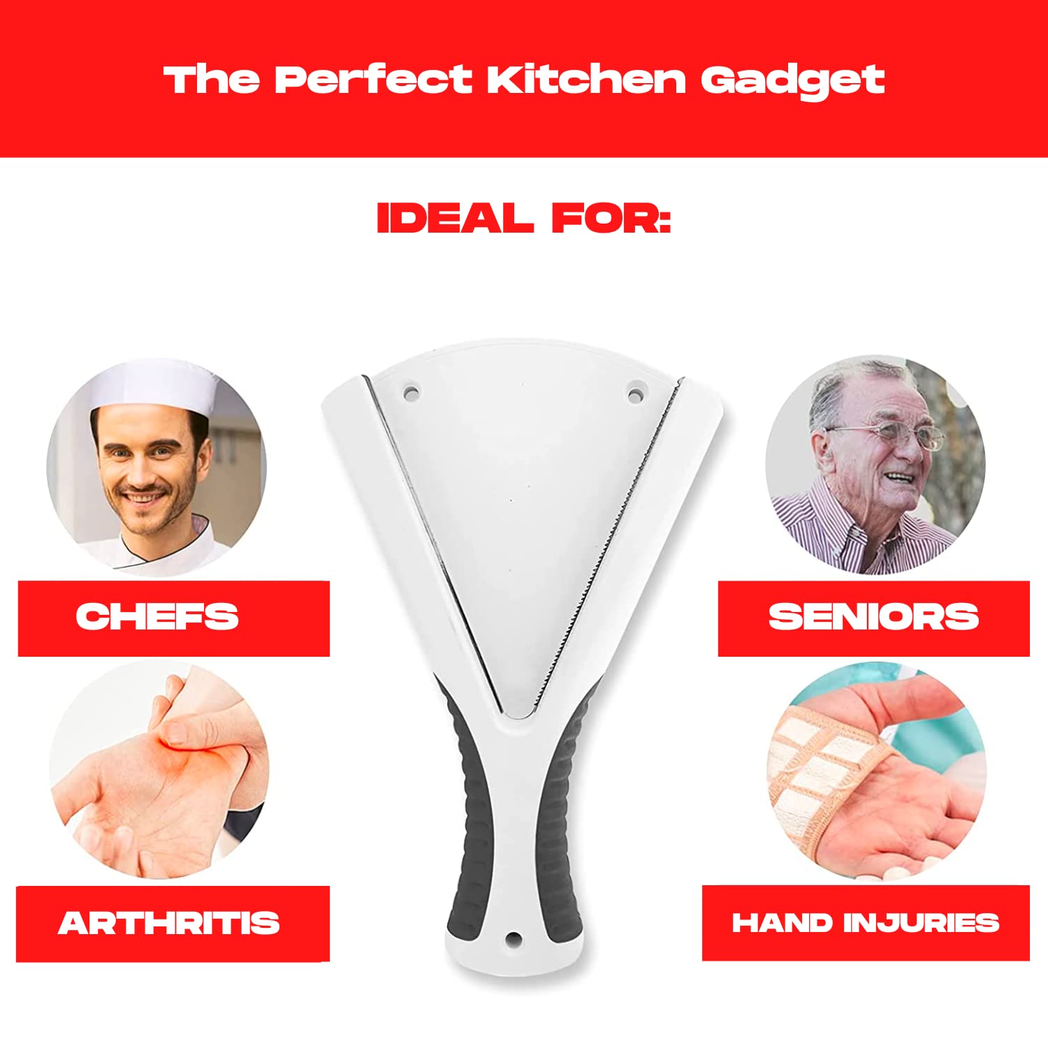 Jar Opener Kitchen Gadget, Ideal for Weak Hands or Seniors with Arthritis, Easy to Use, Handheld or Mountable, Opens Lids and Bottle Caps, Includes Under Cabinet Mounting Screws (White)