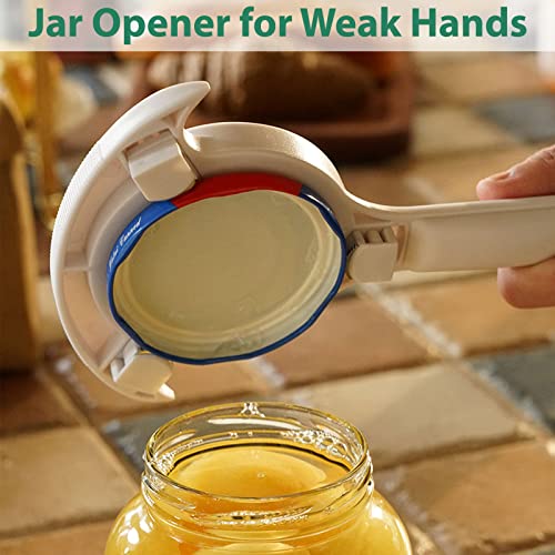 Jar Opener for Weak Hands Seniors Arthritis Bottle Cap Opener Lid Opener Labor-saving | Multifunctional | Adjustable | Anti-slip | Handheld (White)
