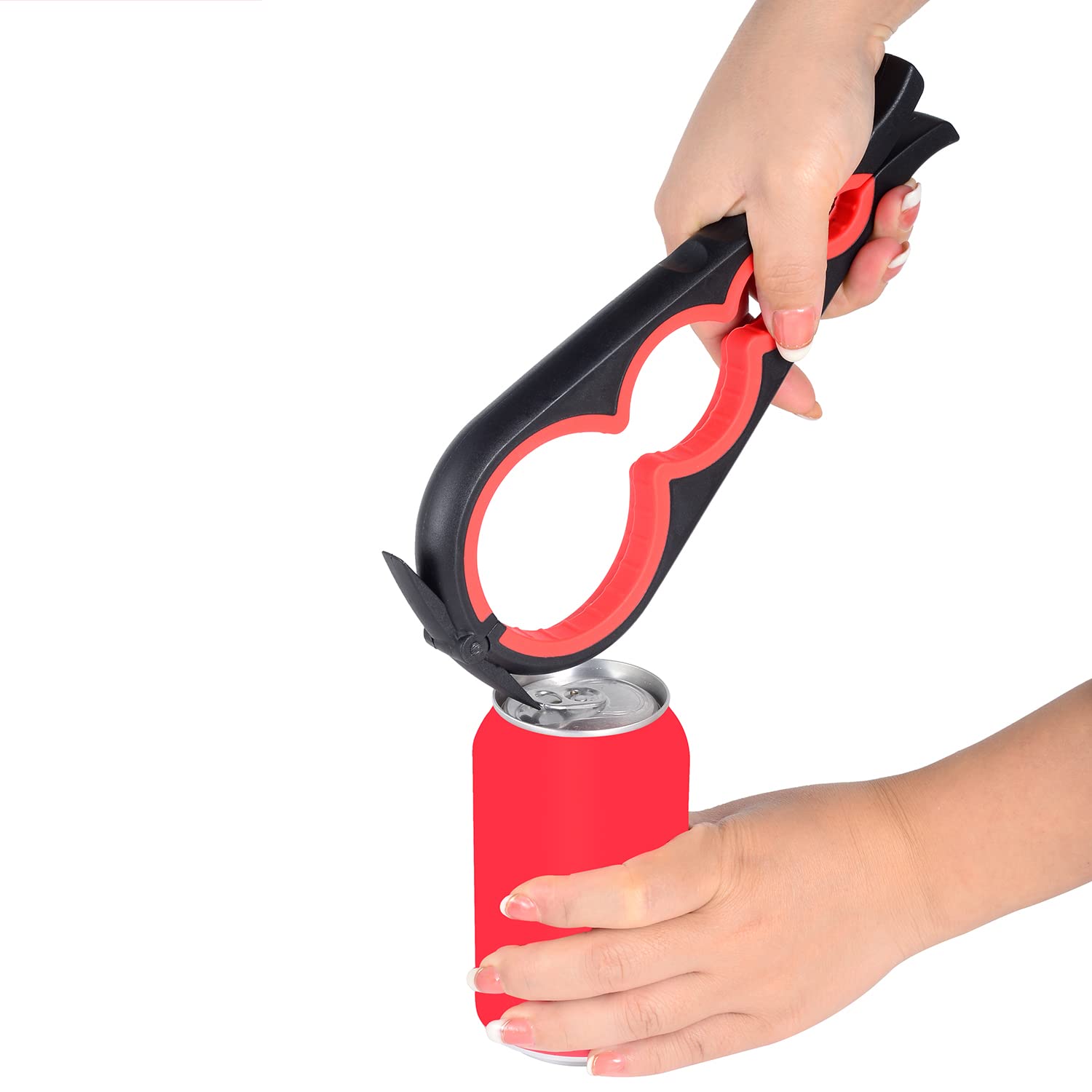 Kichwit Jar Opener for Weak Hands, Bottle Opener, Easy to Use (Red & Black)