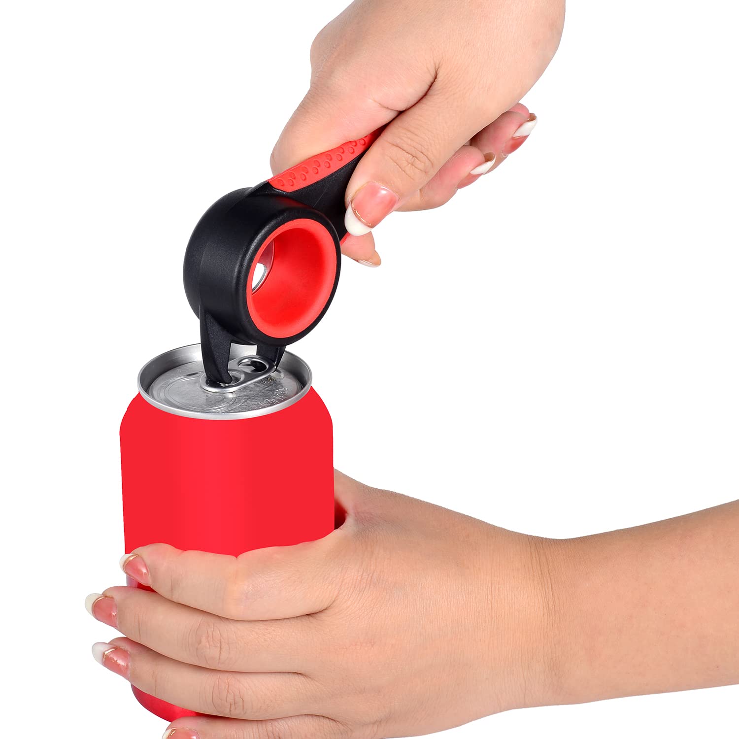 Kichwit Jar Opener for Weak Hands, Bottle Opener, Easy to Use (Red & Black)