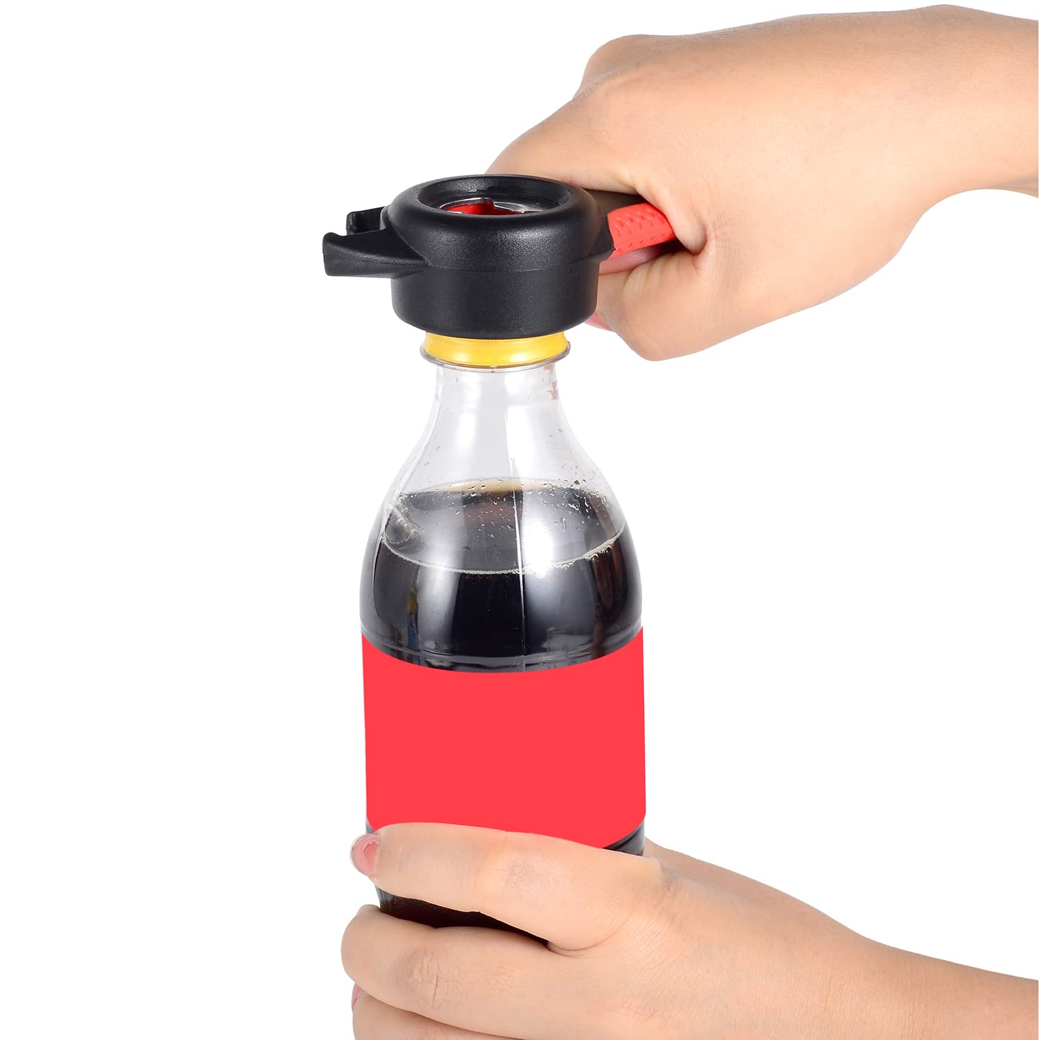 Kichwit Jar Opener for Weak Hands, Bottle Opener, Easy to Use (Red & Black)