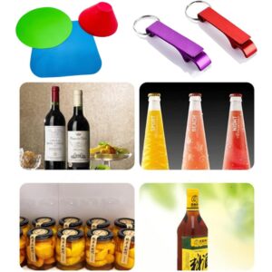 Multi-Function Non Slip Rubber Jar Opener for Weak Hands, 8 Pack Silicone Jar Opener Pads with 2 Mini Bottle Lid Opener for Kitchen Coasters